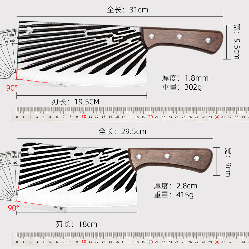 家用刀具切菜刀菜板二合一锋利免磨砍切斩鸡鸭鹅砍骨头刀厨房套装 - 图3