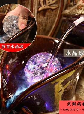 气泡冰裂玻璃水晶转动球假山上水石流水喷泉水池盆景4568厘米球托