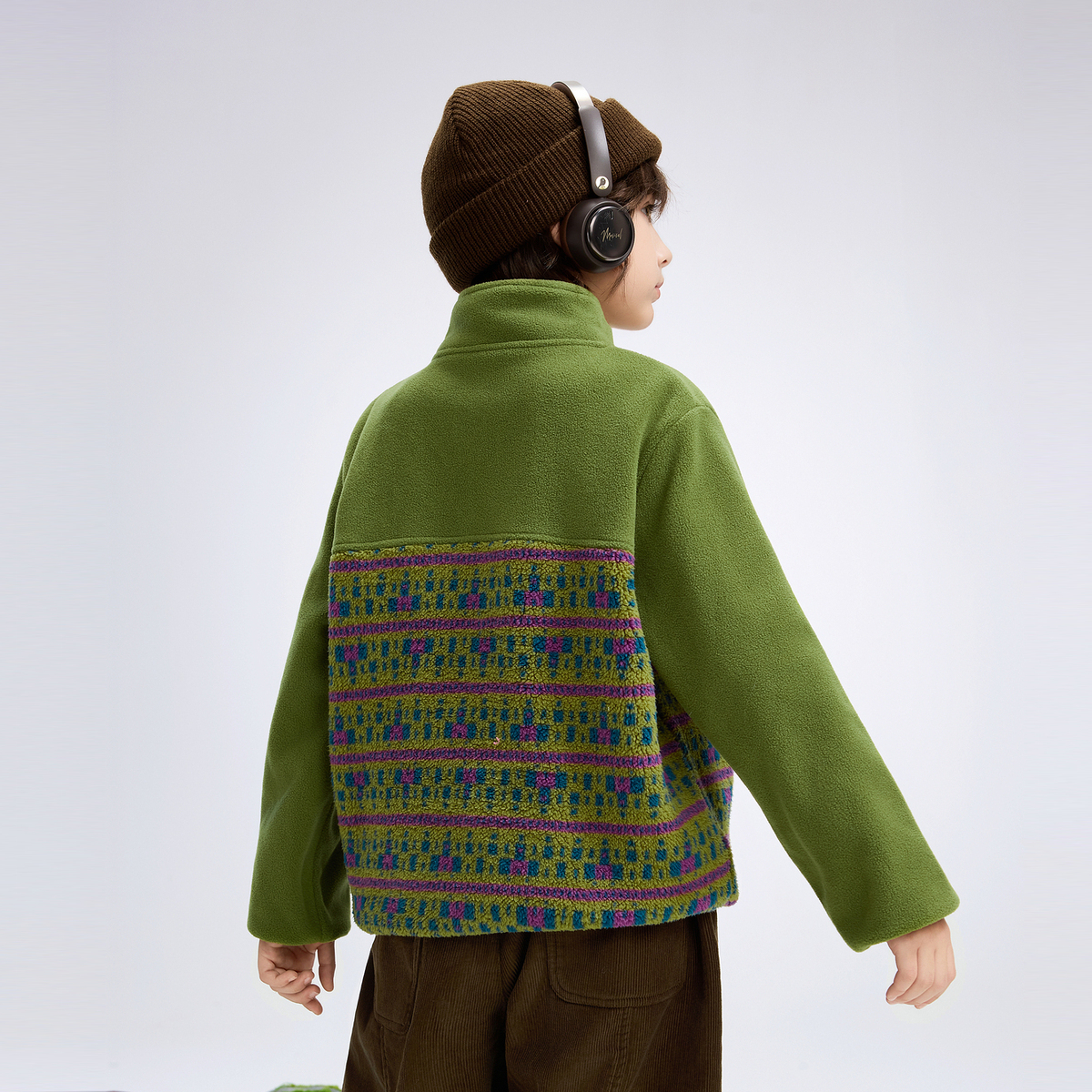 ASK儿童卫衣2025秋季新款男童梭织拼接卫衣中大童长袖 - 图2