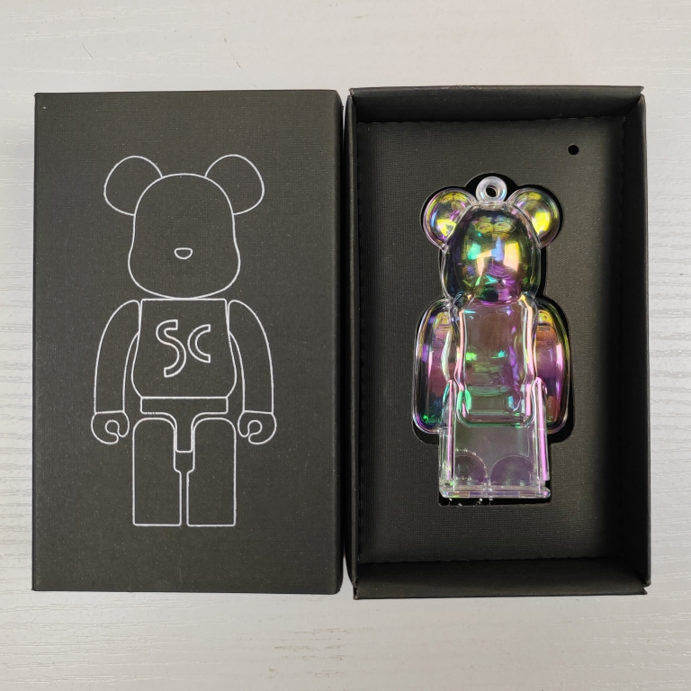 Bearbrick 100%炫彩透明保护壳潮玩积木熊暴力熊玩偶钥匙扣挂件 - 图0