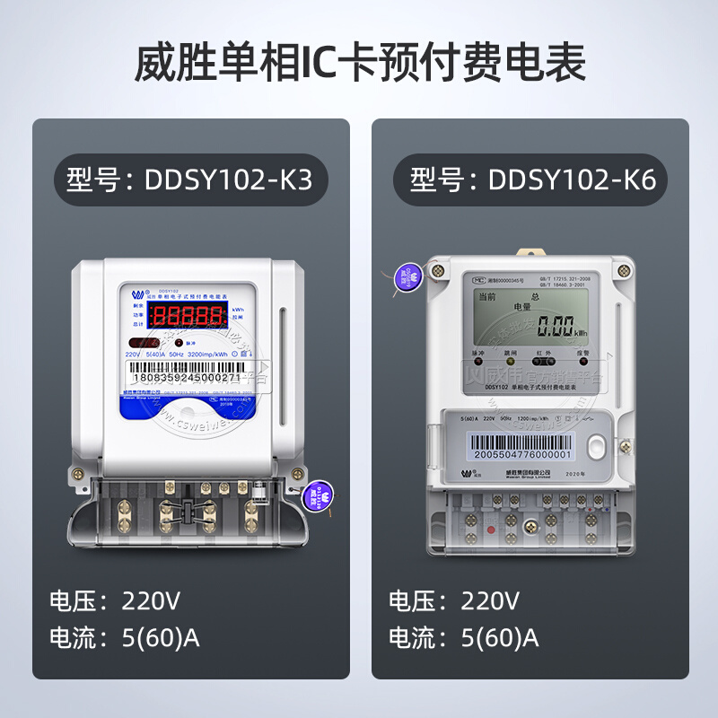 长沙DDSY102插卡IC卡智能预付费单相电表220V 家用电能表60A - 图2