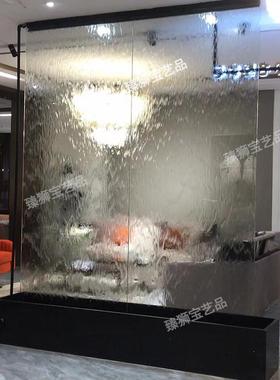 玻璃水幕墙流水墙室内景观造景流水隔断墙现代简约办公室水系屏风