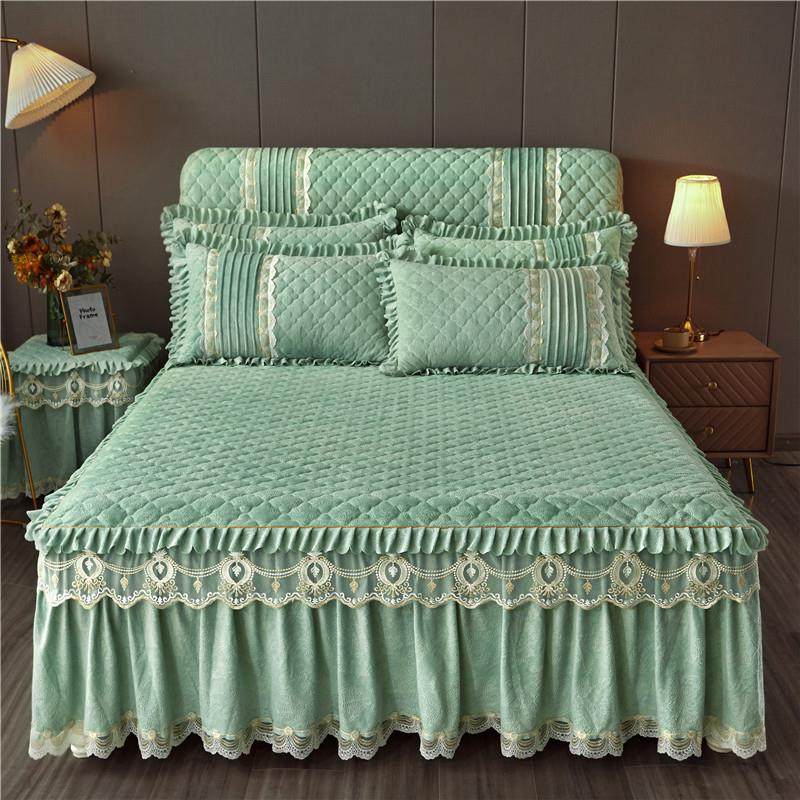 冬季水晶绒床裙床罩三件套加厚防滑床套加棉防尘罩席梦思保护套,淘宝优惠券,粉丝福利购,淘宝优惠卷