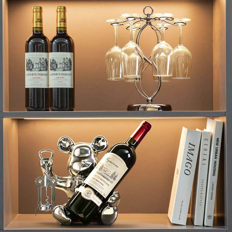 海贝海轻奢高档暴力熊红酒架酒柜装饰摆饰现代客厅电视柜家居饰品,淘宝优惠券,粉丝福利购,淘宝优惠卷