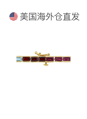 1h可退 【美国直邮】Macy's|18k 镀金纯银多宝石长方形链式手链