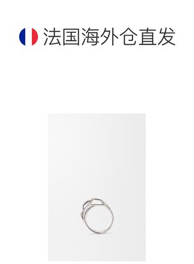1h可退 欧洲直邮Loewe罗意威 女士银色/波尔多红银叠层几何圆环戒