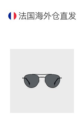欧洲直邮HUGO BOSS雨果BOSS BLACK 圆形黑色金属双鼻梁太阳镜
