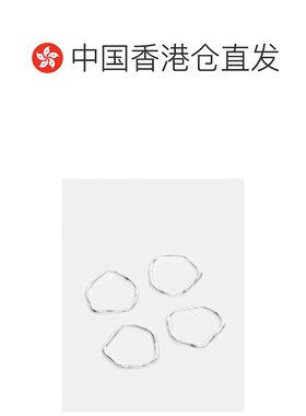 香港直邮ASOS 男士 molten 设计4件套素色带子银色戒指(worn)