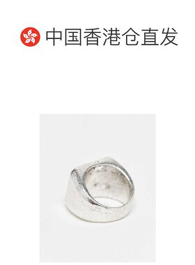 香港直邮ASOS 女士 signet squared-off 粗框设计磨毛银色色调戒