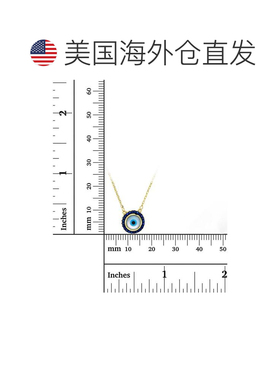 【美国直邮】Macy's|14k 镀金纯银方晶锆石和珐琅邪眼光环吊坠项1