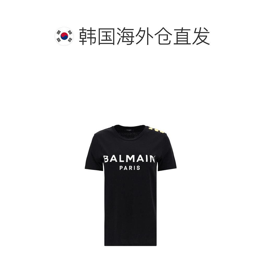 韩国直邮BALMAIN24SS短袖T恤女BF1EF005BB02EAB NOIR BLANC-图1