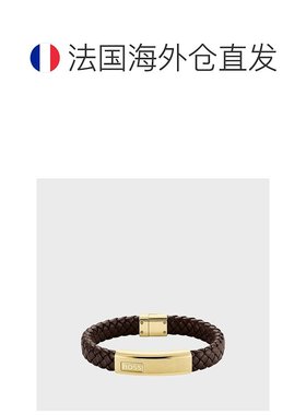 欧洲直邮HUGO BOSS雨果BOSS ORANGE棕色编织皮革手链 配金色