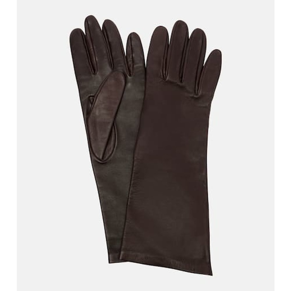 1h可退 香港直邮KHAITE 女士 Remo 皮革手套 brown棕色 舒适时尚 - 图2