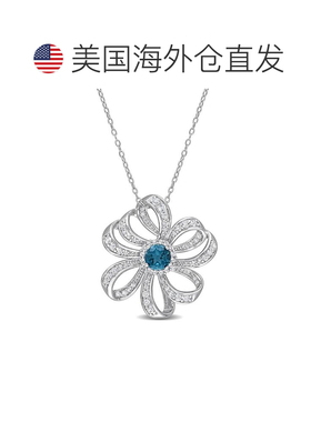 【美国直邮】纯银紫水晶、粉红托帕石、蓝色托帕石和白色托帕石花