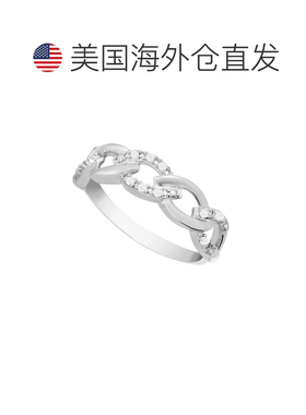 1h可退 【美国直邮】Macy's|纯银钻石链环戒指（1/10 克拉总重）
