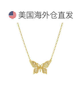 【美国直邮】2028|女士金色花丝蝴蝶吊坠项链