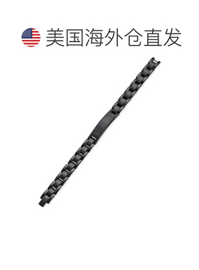 1h可退 【美国直邮】Macy's|男士黑色钻石装饰链式 ID 手链（黑色