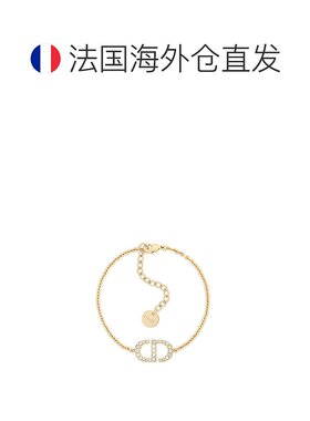 1h可退 欧洲直邮DIOR/迪奥 女士金色饰面金属链条铺银色水晶字母