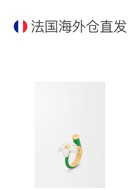 1h可退 欧洲直邮Loewe罗意威 Flor系列女士金色/白色银珐琅花朵戒