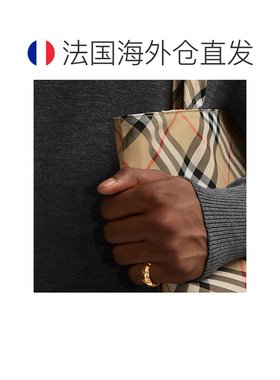 Burberry柏博利24年款 男女通用纯银镀金盾牌结构戒指配饰