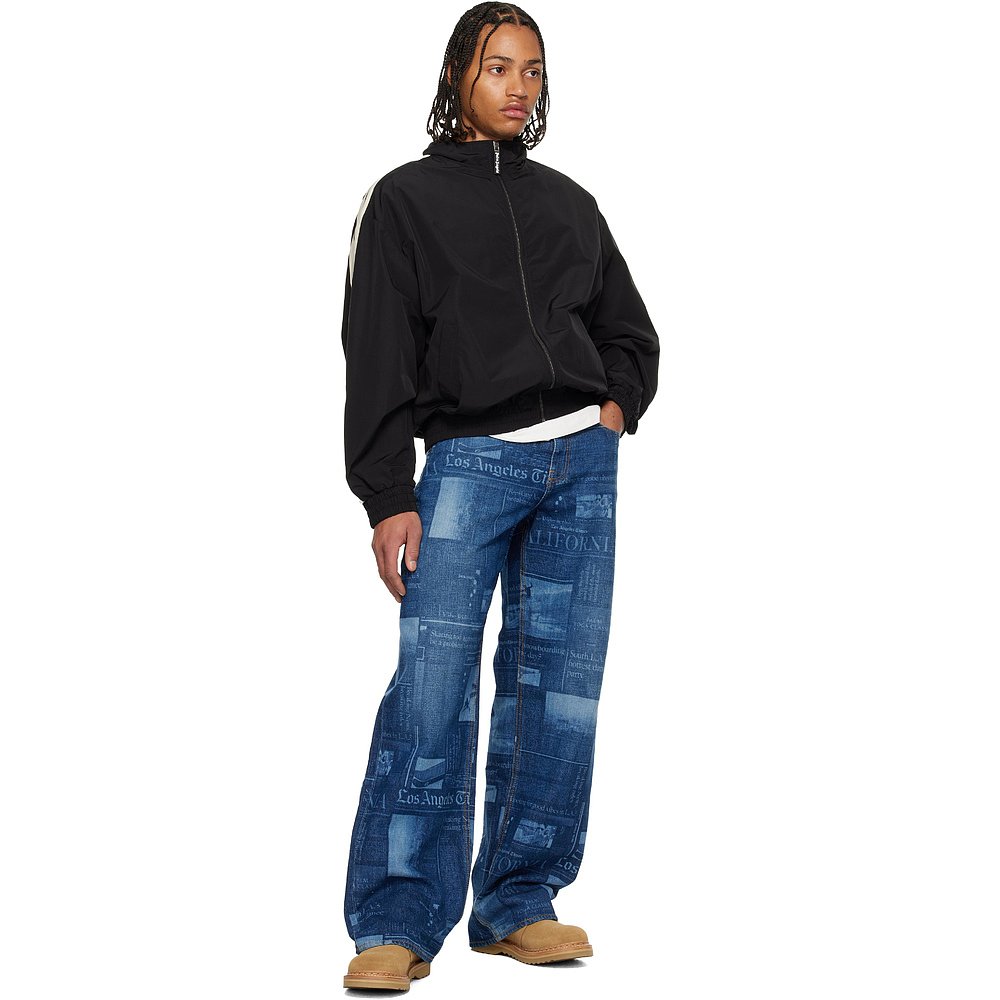 香港直邮Palm Angels 棕榈天使 男士 蓝色 LA Times 联名牛仔裤 P - 图2