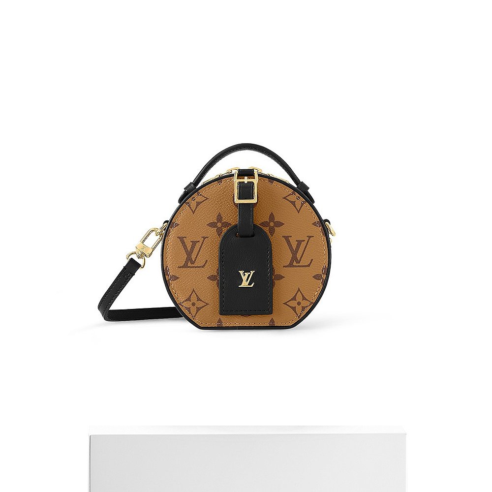 自营｜Louis Vuitton/路易威登女士驼色帆布老花牛皮圆饼手提包-图3