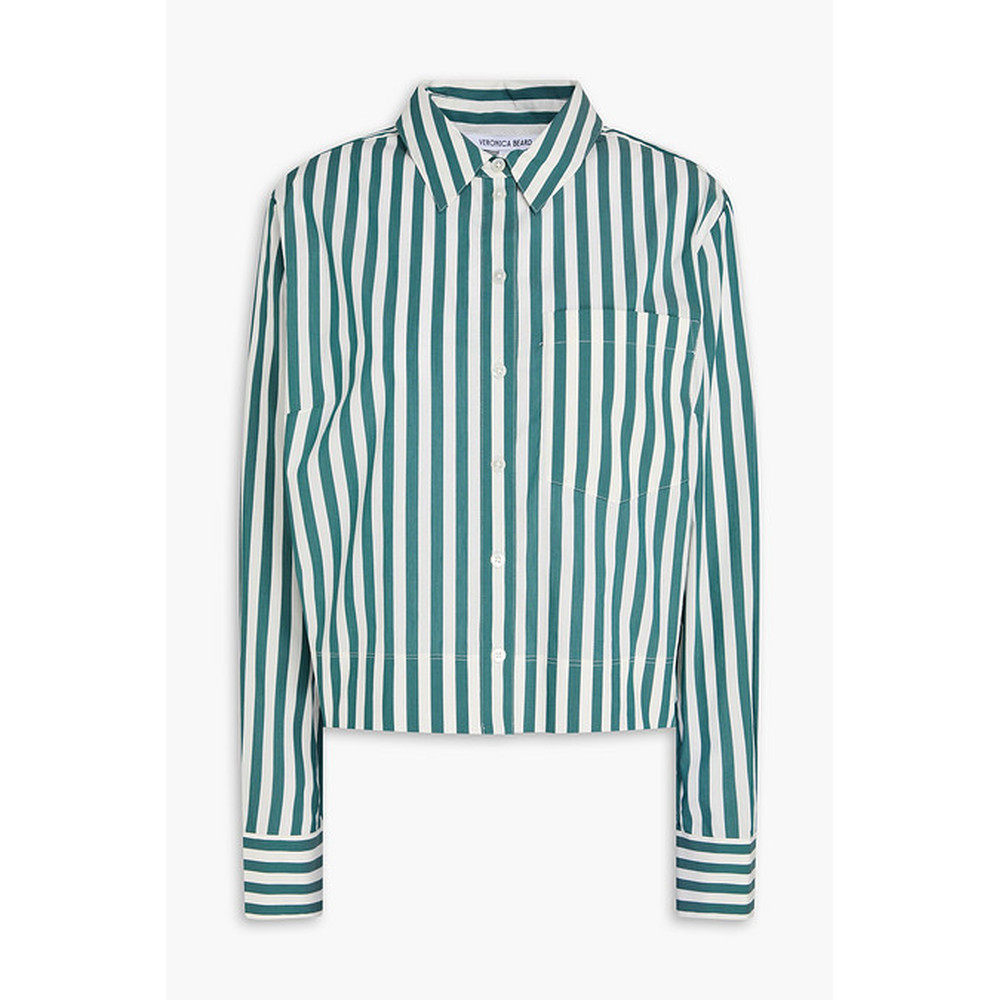 1h可退 香港直邮VERONICA BEARD 女士 Maia 条纹棉混纺府绸衬衫 2,淘宝优惠券,粉丝福利购,淘宝优惠卷