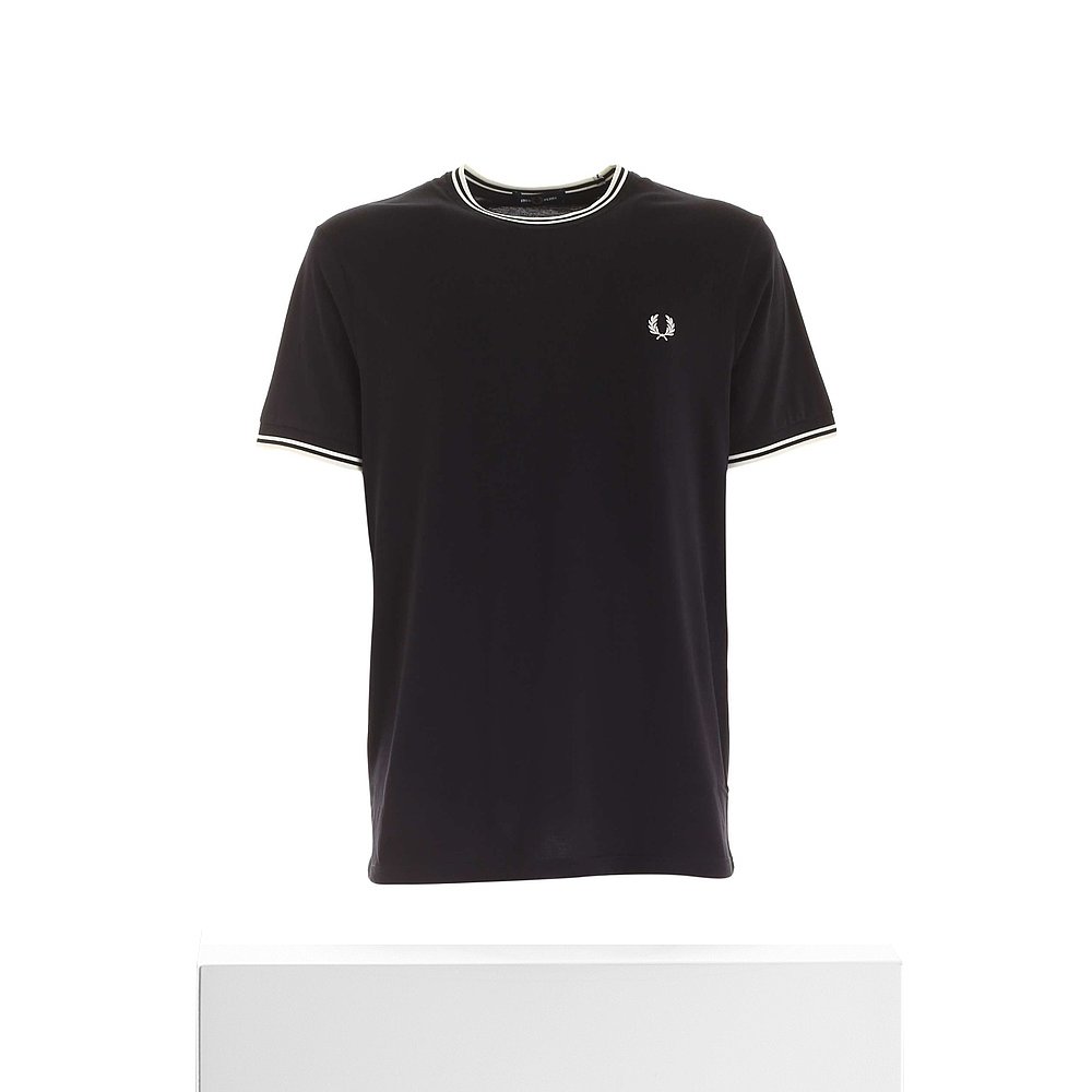 香港直邮Fred Perry 黑色短袖T恤 FPM158841102BLACK条纹圆领 - 图2