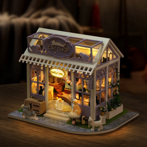 Zhiquwu colorful flower shop diy cabin 3D three-dimensional handmade scene assembly model house diy girl toys