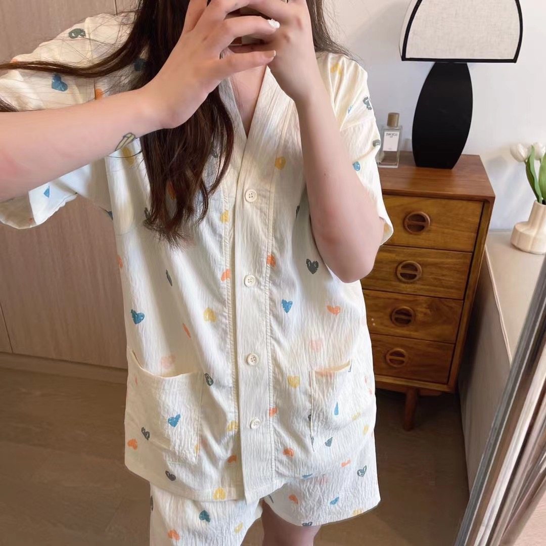 日系爱心和服休闲家居短袖舒适睡衣 梦宝芬睡衣/家居服套装