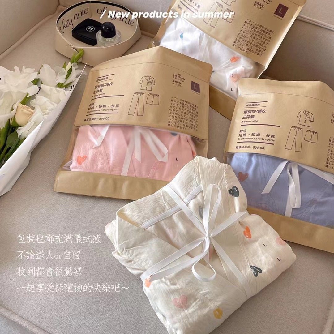 日系爱心和服休闲家居短袖舒适睡衣 梦宝芬睡衣/家居服套装