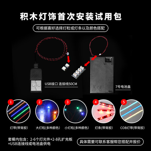 BrickBling零件适用乐高灯饰USB供电接口type-c灯饰套装供电配件 - 图1