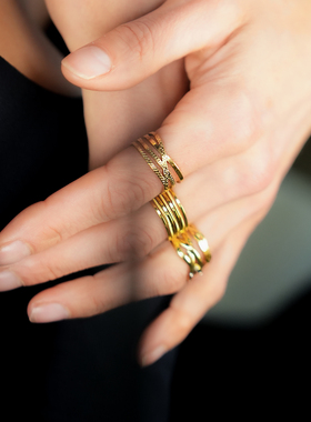 HACKNEY NINE英国伦敦轻奢饰品镀18K金多层小众高级ins时尚戒指