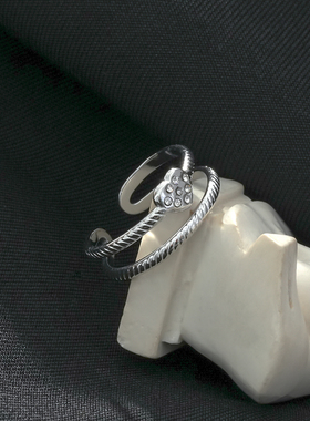 开口双环爱心戒指18K镀金欧美风