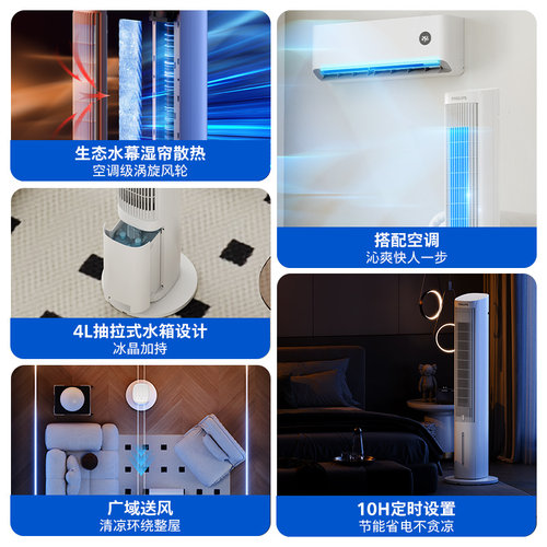 【咨询立减】飞利浦智能语音空调扇冷风机家用水制冷机电风扇塔扇 - 图0