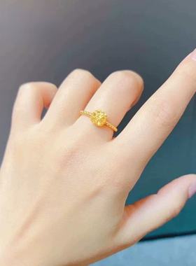 小红书爆款拉丝方糖戒指沙金饰品戒指久不掉色饰品