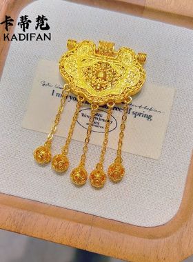 金店同款古法沙金小号天子门生流苏锁包吊坠项链龙凤呈祥毛衣链新