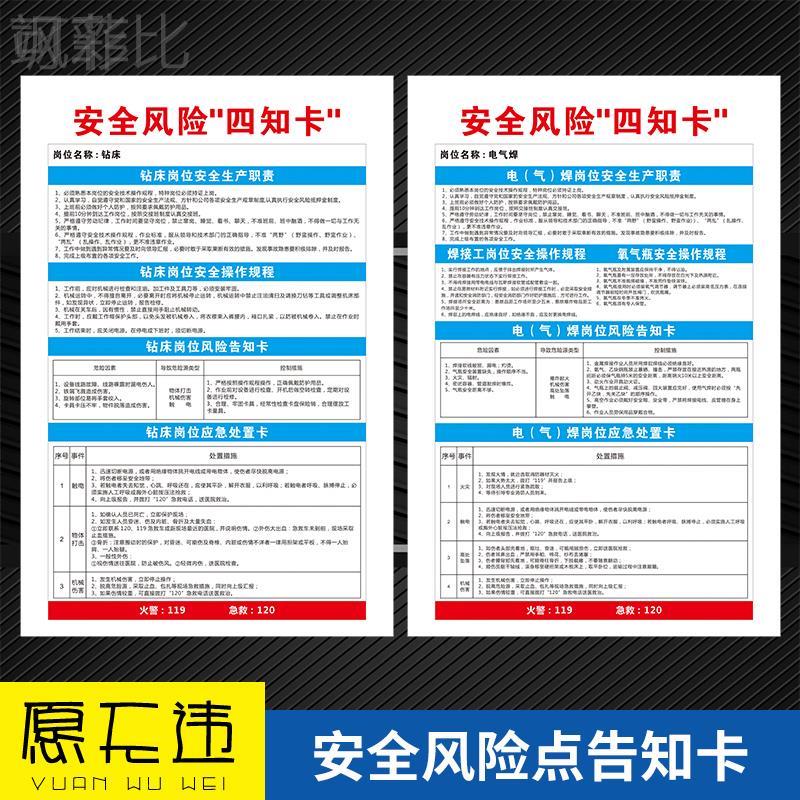 安全生产四知卡告知牌风险点叉车工锅炉工油漆工搅拌安全操作规程岗位职责危险源辨识应急处置卡标识牌定制-图0