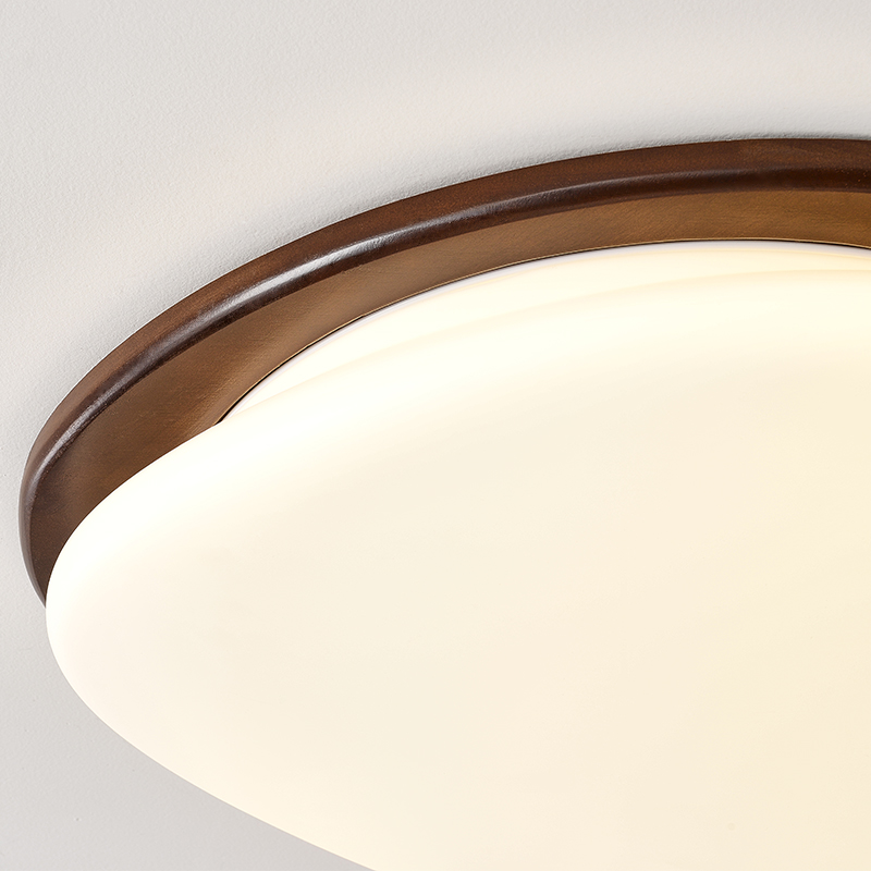 乔希中古风卧室灯吸顶灯全光谱护眼胡桃木色圆形实木复古书房灯具 - 图3