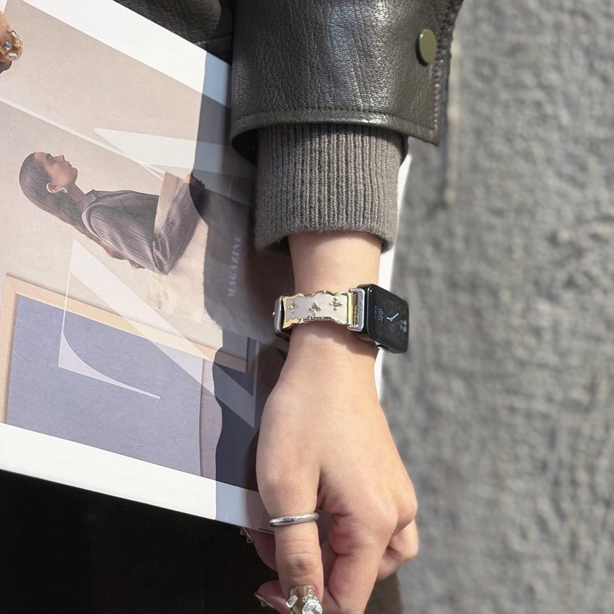 萱芊【星河拼鳄鱼纹】适用华为手环10表带9手表8荣耀10运动皮质7腕带新款watch九通用智能nfc女小香风高级感,淘宝优惠券,粉丝福利购,淘宝优惠卷