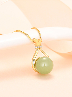 福袋和仿田玉吊坠项链女2026新款爆款颈链配饰品轻奢高级感锁骨链