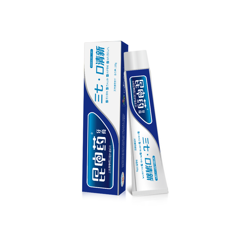 昆中药三七牙膏口腔清洁清新口气 昆药牙膏