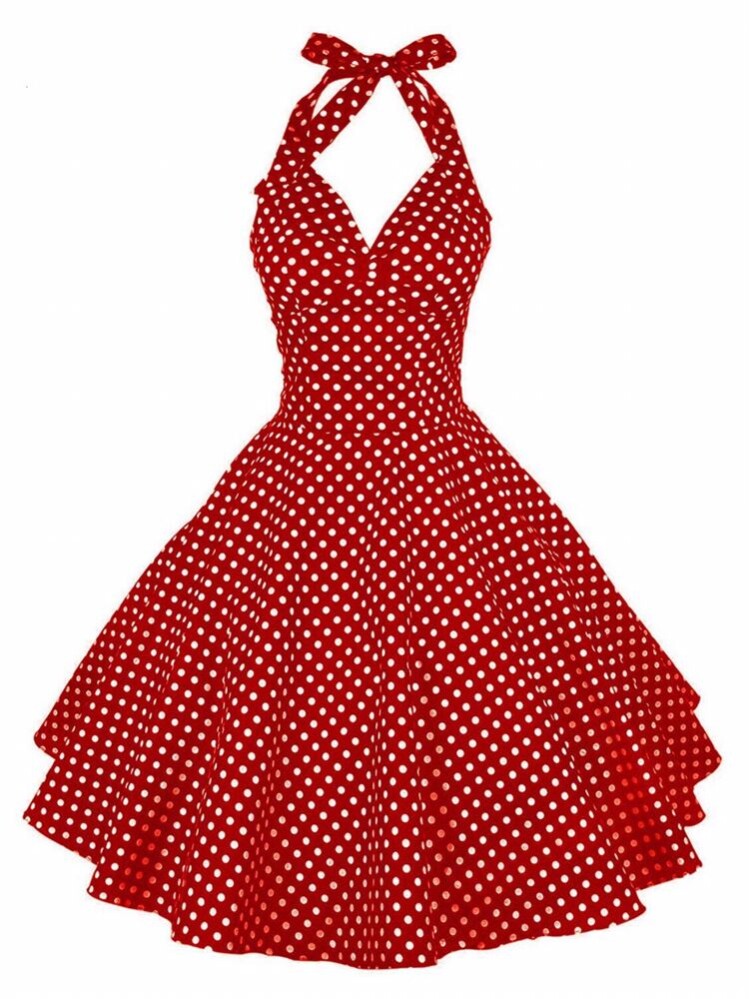 港风气质显瘦复古年代少女感波点闺蜜姐妹派对舞蹈表演服装连衣裙