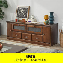 Solid wood TV cabinet tea table combination modern minimalist tea table small family type wall cabinet living room TV cabinet full solid wood
