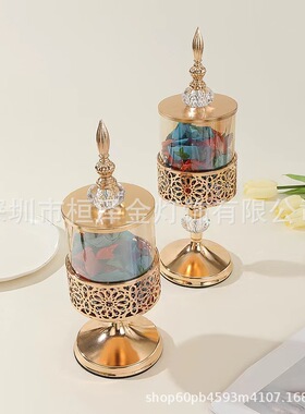 Light luxury crystal glass storage jar with lid, American l