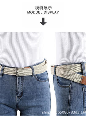 Network buckle no punching women's canvas belt men's casual