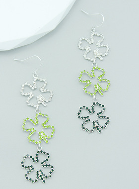 New personalized design, fashionable rhinestone clover earr