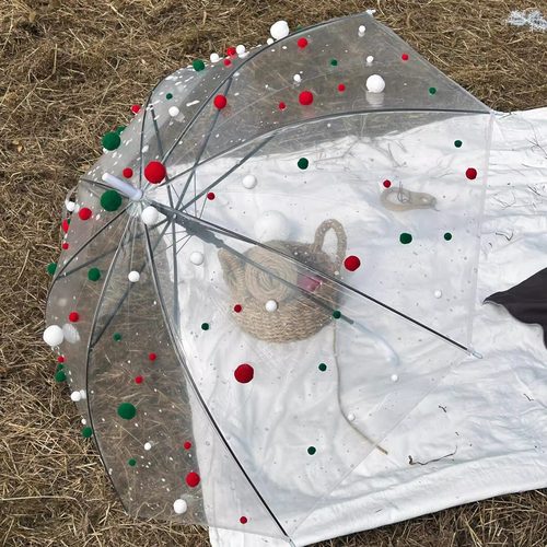 圣诞雨伞创意氛围感拍照道具手工diy材料包室内场景布置圣诞装饰 - 图0
