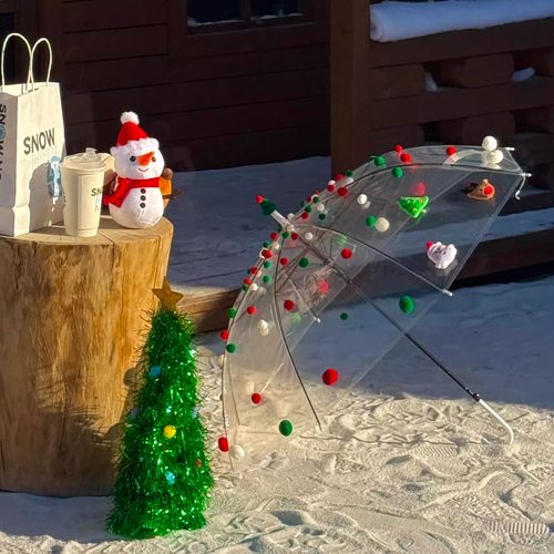 圣诞雨伞创意氛围感拍照道具手工diy材料包室内场景布置圣诞装饰 - 图3