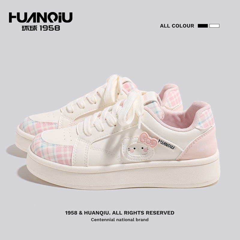 环球女鞋厚底小白鞋女款增高百搭小众休闲鞋子初中生学生粉色板鞋,淘宝优惠券,粉丝福利购,淘宝优惠卷